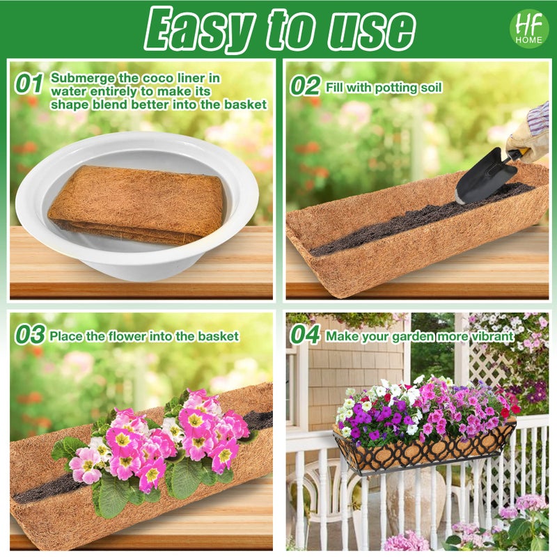 HFHOME 2Pcs 24" Trough Coco Fiber Replacement Liner, Natural 24 in Window Deck Coco Replacement Liner for Window Box - Image 3